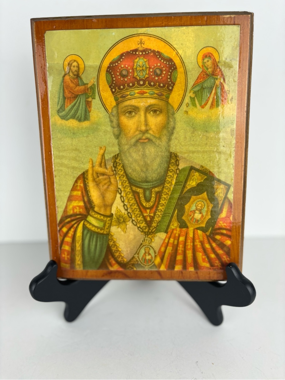 Icon of Saint Nicholas-Handcrafted wood plaque of Orthodox Religious